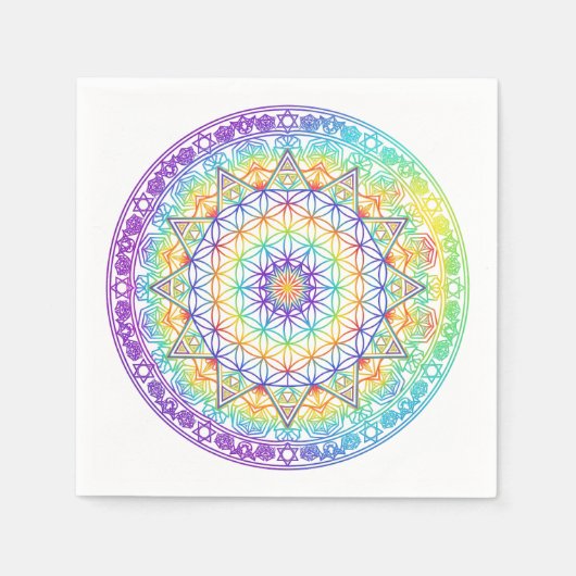 Regenboem Levensbloem Mandala Servet (Voorkant)