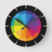 Regenbogen auf Schwarz Ronde Klok (Voorkant)