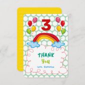 Regenbogen & Ballonnen Leuk Kind Verjaardag Dank u Notitiekaartje (Voorkant / Achterkant)