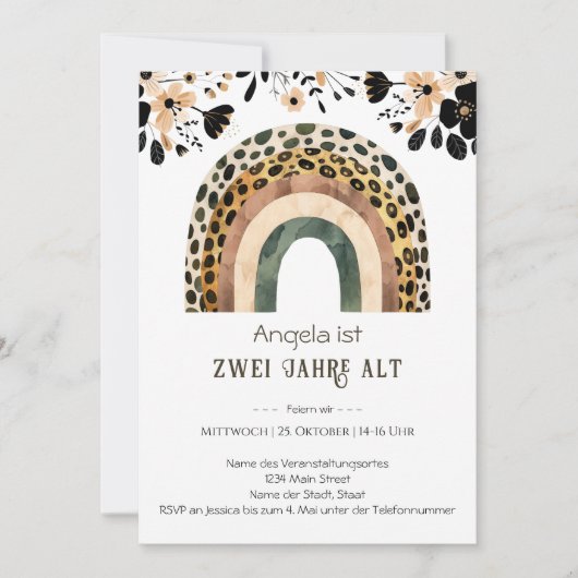 Regenbogen Boho 2. Geburtstag Kaart (Voorkant)