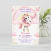 Regenbogen Eenhoorns Sparkles en Gouden verjaardag Kaart (Staand voorkant)