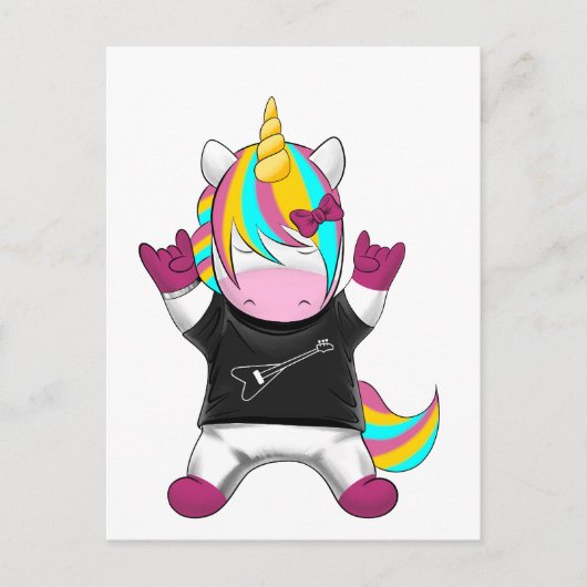 Regenbogen Einhorn Rocker Briefkaart (Voorkant)