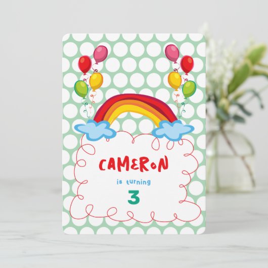 Regenbogen en ballonnen Foto Kind's Verjaardagsfee Kaart (Staand voorkant)