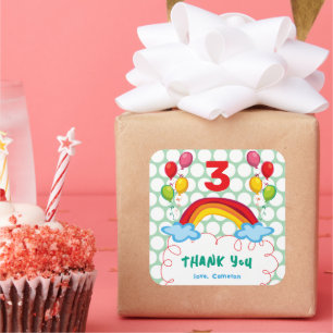 Regenbogen en ballonnen Kind verjaardagsfeestje gu Vierkante Sticker