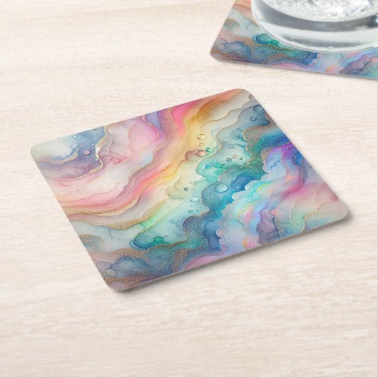 Regenbogen en Bellen Papier & Feestborden Kartonnen Onderzetters (Schuin)