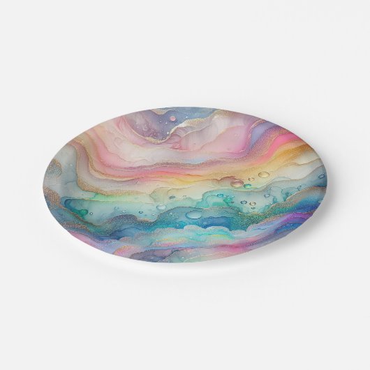 Regenbogen en Bellen Papieren Feestborden & -komme Papieren Bordje (Gekanteld)