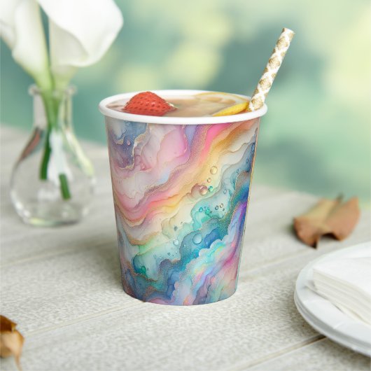 Regenbogen en bubbels Papier & Party Borden Papieren Bekers (Insitu)