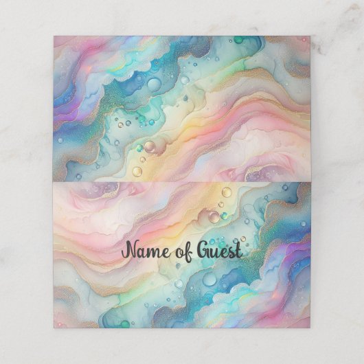 Regenbogen en bubbels Party Paper Place Card Plaatskaartje (Buitenkant ongevouwen)