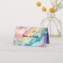 Regenbogen en bubbels Party Paper Place Card