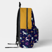 Regenbogen en eenhoorns met mosterd bedrukte rugzak (Links)