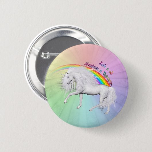 Regenbogen en Eenhoorns Ronde Button 5,7 Cm (Voorkant /achterkant)