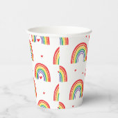 Regenbogen en harten verjaardagsfeestje papieren bekers (Rechts)