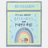 Regenbogen en Puppies Schattig Fleece Deken (Voorkant)