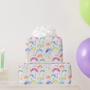 Regenbogen en regenboogkleurige bloemen cadeaupapier