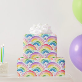 Regenbogen en regenboogkleurige bloemen cadeaupapier