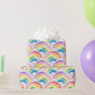 Regenbogen en regenboogkleurige bloemen cadeaupapier