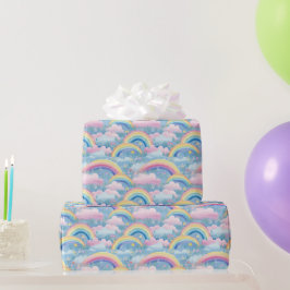 Regenbogen en regenboogkleurige bloemen cadeaupapier