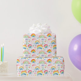 Regenbogen en regenboogkleurige bloemen cadeaupapier