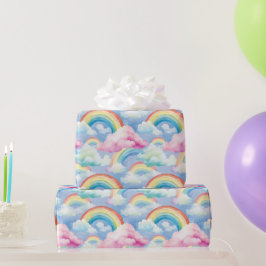 Regenbogen en regenboogwolken cadeaupapier