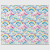 Regenbogen en regenboogwolken cadeaupapier (Vlak)