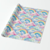 Regenbogen en regenboogwolken cadeaupapier (Uitgerold)
