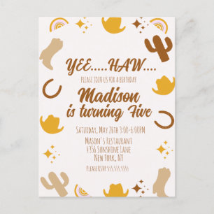 Regenbogen en Rodeo's Groovy Verjaardag   Briefkaart