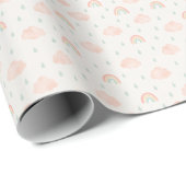 Regenbogen en Roze Wolken Patroon Cadeaupapier (Rol Hoek)