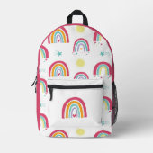 Regenbogen en sterren roze bedrukte rugzak (Voorkant)