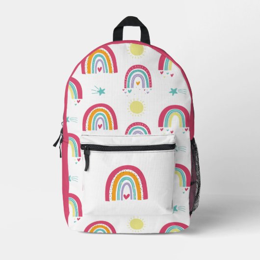 Regenbogen en sterren roze bedrukte rugzak (Voorkant)