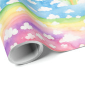 Regenbogen en Wolken Cadeaupapier (Rol Hoek)