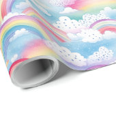 Regenbogen en Wolken Cadeaupapier (Rol Hoek)