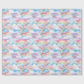 Regenbogen en Wolken Cadeaupapier (Vlak)