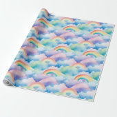Regenbogen en Wolken Cadeaupapier (Uitgerold)