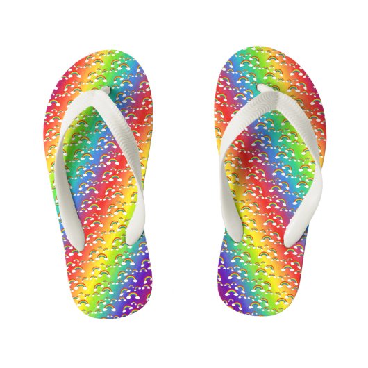 Regenbogen en wolken op Kinder Teenslippers (Voetbed)