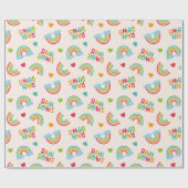Regenbogen en wolken patroon cadeaupapier (Vlak)