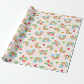 Regenbogen en wolken patroon cadeaupapier (Uitgerold)