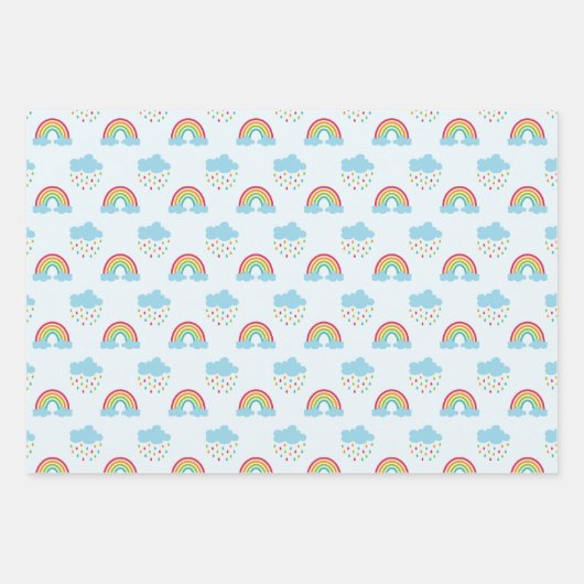 Regenbogen en wolken patroon inpakpapier vel (Voorkant 3)