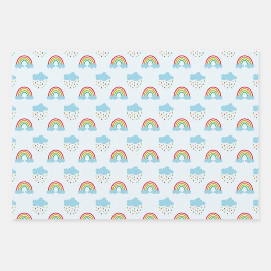Regenbogen en wolken patroon inpakpapier vel (Voorkant)
