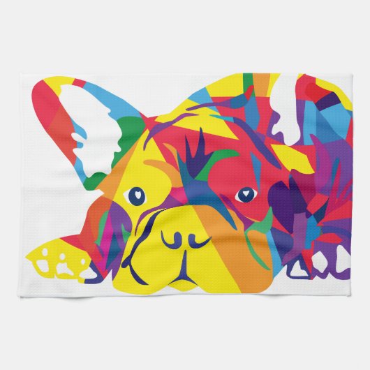 Regenbogen Französische Bulldogge Theedoek (Horizontaal)