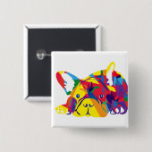 Regenbogen Französische Bulldogge Vierkante Button 5,1 Cm (Voorkant /achterkant)