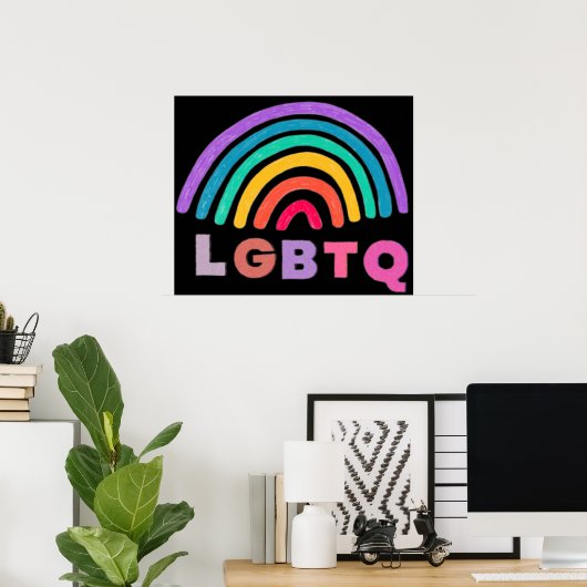 Regenbogen gemalt mit Schrift LGBTQ Poster (Thuiskantoor)