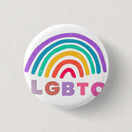 Regenbogen gemalt mit Schrift LGBTQ Ronde Button 3,2 Cm