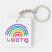 Regenbogen gemalt mit Schrift LGBTQ Sleutelhanger (Achterkant)