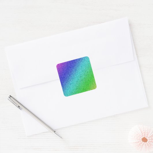 Regenbogen Glitzer bunt Vierkante Sticker (Envelop)