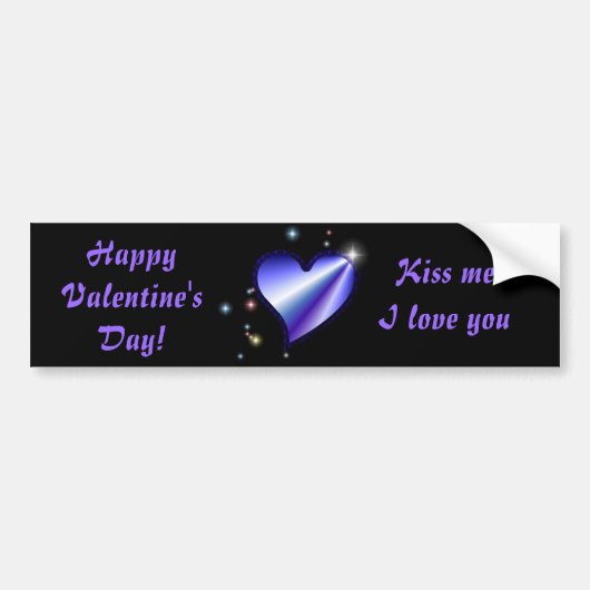 Regenbogen-Herz mit Sternchen auf schwarz Bumpersticker (Voorkant)
