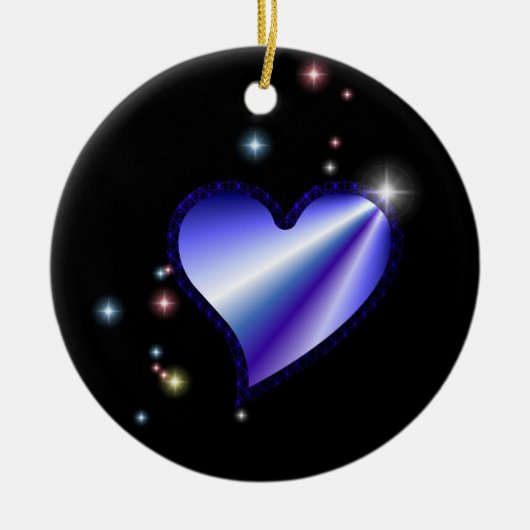 Regenbogen-Herz mit Sternchen auf schwarz Keramisch Ornament (Voorkant)