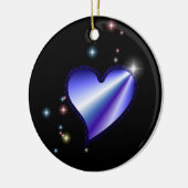 Regenbogen-Herz mit Sternchen auf schwarz Keramisch Ornament (Links)