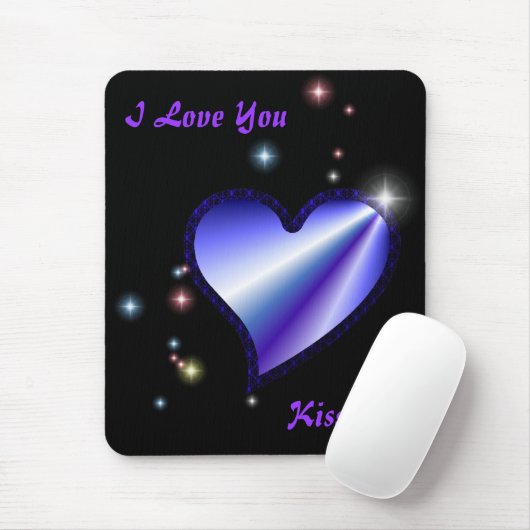 Regenbogen-Herz mit Sternchen auf schwarz Muismat (Met muis)