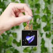 Regenbogen-Herz mit Sternchen auf schwarz Sleutelhanger (Hand)
