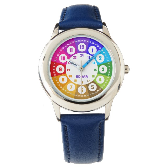 Regenbogen Lernuhr als Armbanduhr Horloge (Voorkant)